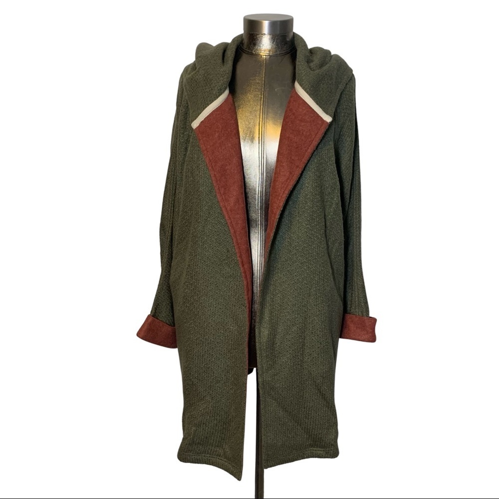 Hem & Thread Open Knit Hooded Cardigan